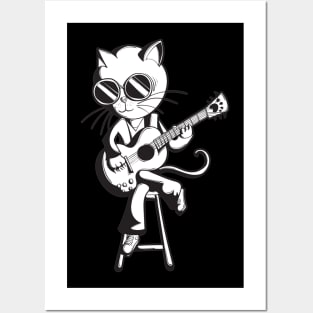 Cat Guitar Musician Posters and Art